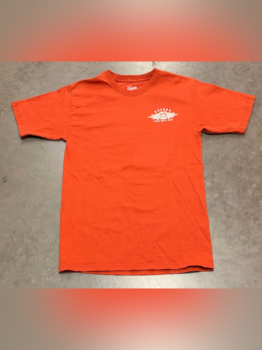 Hanes Harley Davidson Orange Short-Sleeve 2005 Oregon State Rally Graphic Tee
